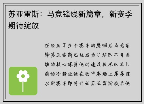 苏亚雷斯：马竞锋线新篇章，新赛季期待绽放